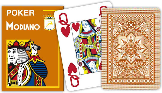 Modiano Poker 4 Jumbo Τράπουλα Πλαστική Καφέ
