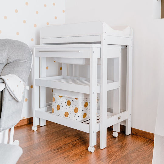 Childhome Παιδικό Καλάθι Αποθήκευσης από Ύφασμα Canvas Gold Dots Λευκό 32x32x29cm