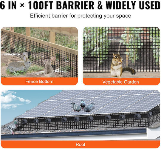 Vevor 15,24 X 3048 Cm Protecție Panou Solar Păsări Kit Rolă Protecție Animale 60 Bucăți Conectori Aliaj Aluminiu Protecție Panou Solar Acoperire Antirugină Pvc Plasă Sârmă 12,7 Mm