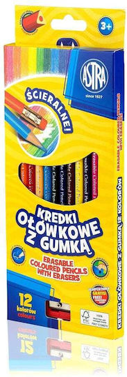 Pencil Crayons Eraser 12 Colors Triangular Astra 8214