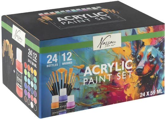 Nassau Paint Acrylic & 12 Brushes Ar0765/ge Toys