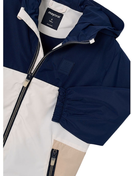 Kids Casual Windproof Jacket with Hood Navy Blue