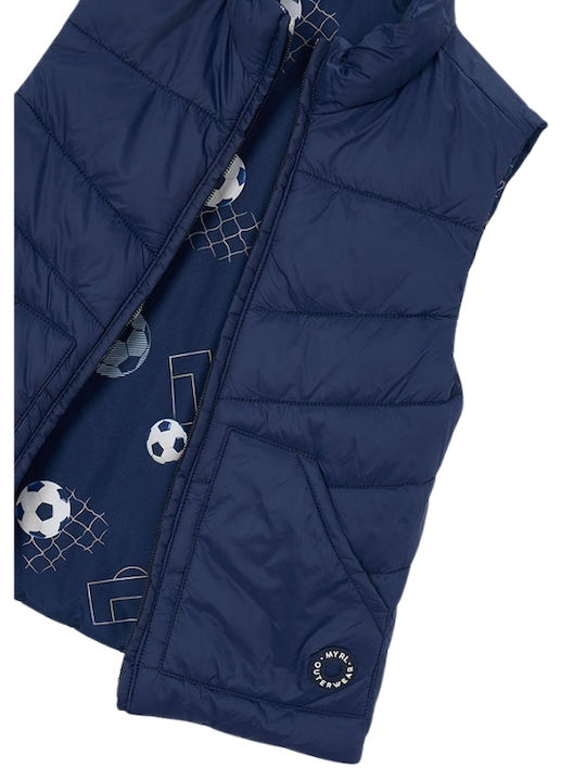 Kids Casual Sleeveless Short Double Sided Navy Blue Jacket