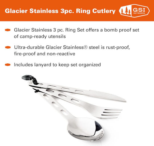 Gsi Outdoors Σετ Μαχαιροπίρουνα Glacier Stainless 3 Pc Ring Cutlery