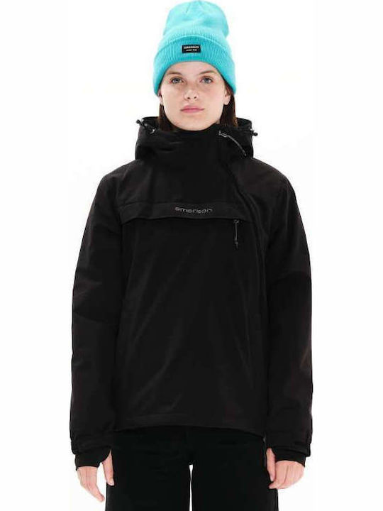 Women's Short Sports Jacket for Winter with Hood Black
