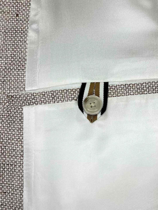 H Hutson Summer Men’s Suit Jacket with Slim Fit Light Beige