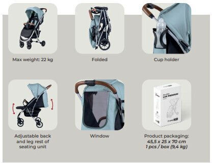 FreeOn Lux Cărucior Standard Potrivit Pentru Nou-Născuți Bej/Negru 6.6kg