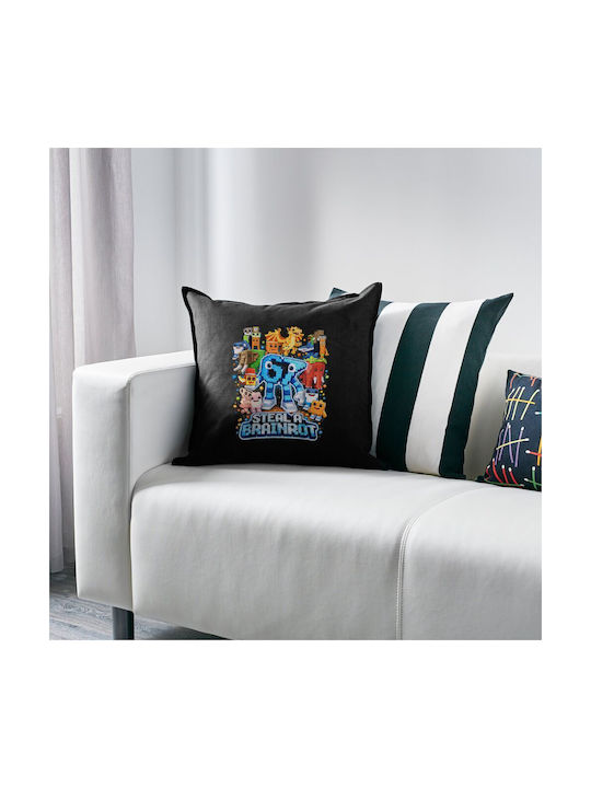 Koupakoupa Sofa Cushion Steal A Brainrot Six Seven 100% Cotton Black 50x50cm