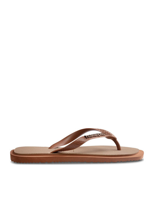 Top Square Flip Flops in Beige Colour