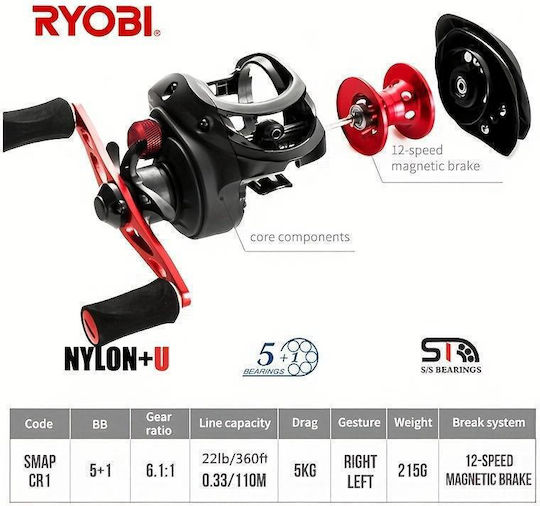 Ryobi Smap CR Fischrolle für Tai Gummi / Baitcasting