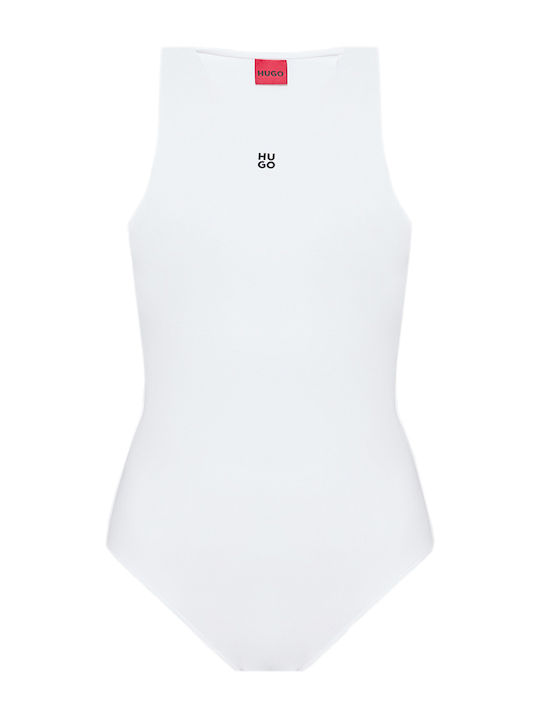 Hugo Stretch Jersey Bodysuit Stacked Logo Dasiel White Tops Women's White 50545196-100