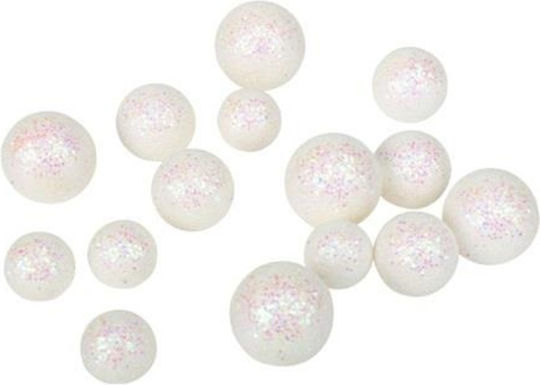 Beauty Home 15 Small White Glitter Styrofoam Balls 1.5 2.5 3.5cm