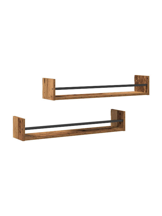 Wall Shelf Stepladder Style Old Wood (2 pcs) 80x16x14 cm