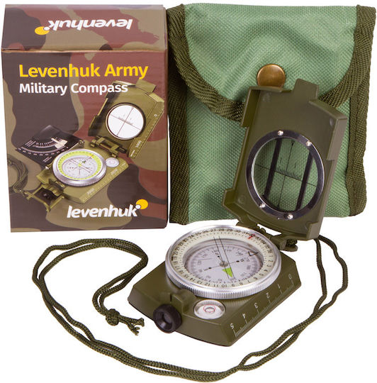 Levenhuk Army Ac10 Compass Navigation Orientation Liquid-filled Sight Slot Scale Maps Bubble Level Two Scales Centimeter Scale Inch Scale Brown