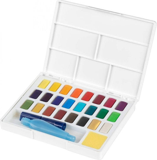 Faber-Castell In Pans Set of Watercolours Green with Brush 24pcs