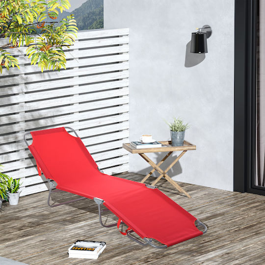 Foldable Metallic Beach Sunbed Red 187x55x24cm