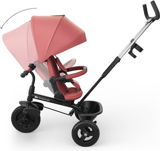 Kinderkraft Aston 2 Plus Triciclete Pentru Copii Cu Mâner Pentru Părinți Roz