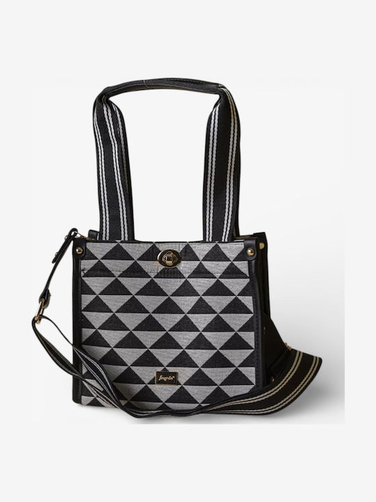 Damen Stofftasche Tote Handtasche Silber