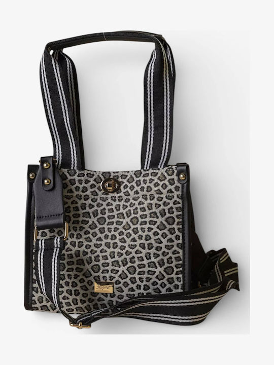 Damen Stofftasche Tote Handtasche Silber