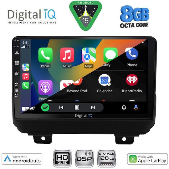 Digital IQ Car Audio System for Jeep Wrangler 2018 with Touch Screen 9" Bluetooth USB Wi-Fi GPS Apple CarPlay Android Auto Digital IQ BXF 7298 CPAA