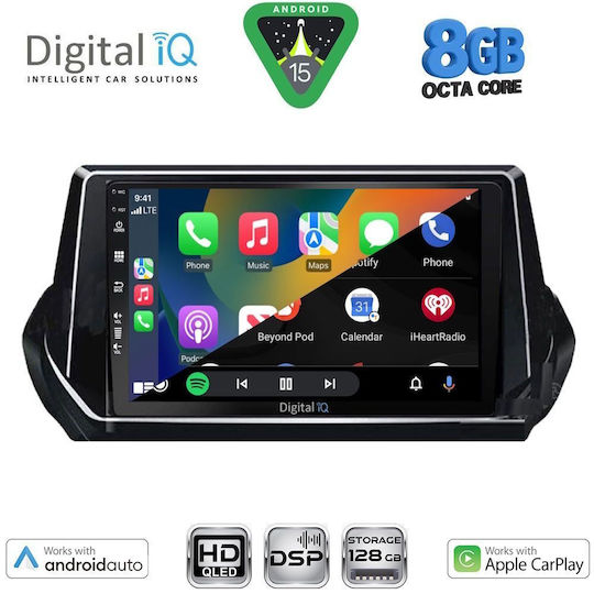 Digital IQ Ηχοσύστημα Αυτοκινήτου για Peugeot 208 2021-2026 (Bluetooth/USB/WiFi/GPS/Apple-Carplay/Android-Auto) με Οθόνη Αφής 9"