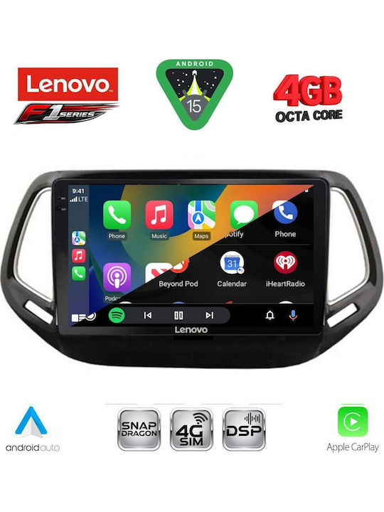 Lenovo Lenovo Auto-Audiosystem Für Jeep Compass 2016-2021 Bluetooth USB Eingebautes Wi-Fi GPS Apple CarPlay Android Auto Mit Touchscreen 10 Zoll