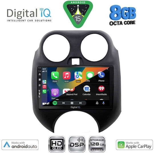 Digital IQ Car Audio System for Nissan Micra 2010-2014 Bluetooth USB WiFi GPS Apple CarPlay Android Auto with 9" Touch Screen