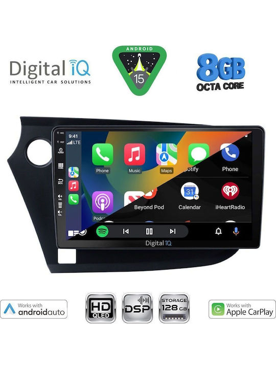 Digital IQ Auto-Audiosysteme für Honda Insight 2009-2014 Bluetooth USB Eingebautes Wi-Fi GPS Apple CarPlay Android Auto mit 9 Zoll Touchscreen
