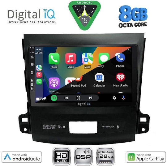 Digital IQ Car Audio System for Peugeot 4007 Mitsubishi Outlander Citroen C-Crosser 2006-2012 Bluetooth USB WiFi GPS Apple CarPlay Android Auto with 9" Touch Screen