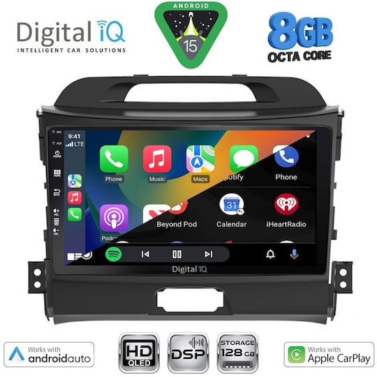 Digital IQ Car Audio System for Kia Sportage 2010-2015 (Bluetooth/USB/WiFi/GPS/Apple CarPlay/Android Auto) with 9" Touch Screen