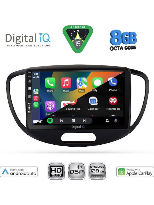 Digital IQ Car Audio System for Hyundai i10 2008-2013 (Bluetooth/USB/WiFi/GPS/Apple CarPlay/Android Auto) with 9" Touch Screen