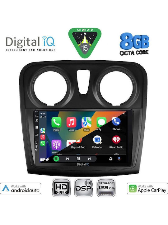 Digital IQ Car Audio System for Dacia Logan / Sandero 2012-2019 (Bluetooth/USB/WiFi/GPS/Apple CarPlay/Android Auto) with 9" Touch Screen