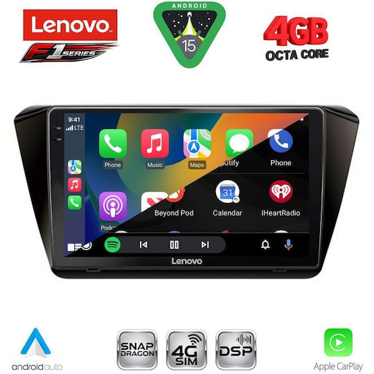 Lenovo Ηχοσύστημα Αυτοκινήτου για Skoda Superb 2015-2023 (Bluetooth/USB/WiFi/GPS/Apple-Carplay/Android-Auto) με Οθόνη Αφής 10"