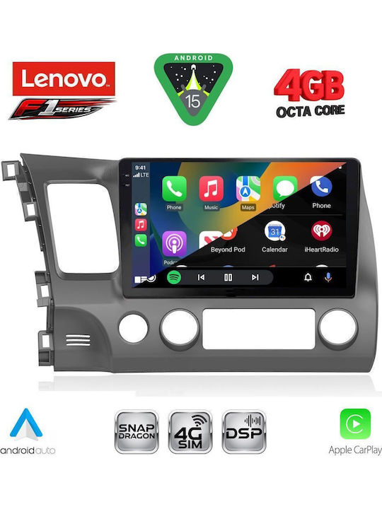 Lenovo Car Audio System for Honda Civic 2006-2012 Bluetooth USB WiFi GPS Apple CarPlay Android Auto with 10" Touch Screen