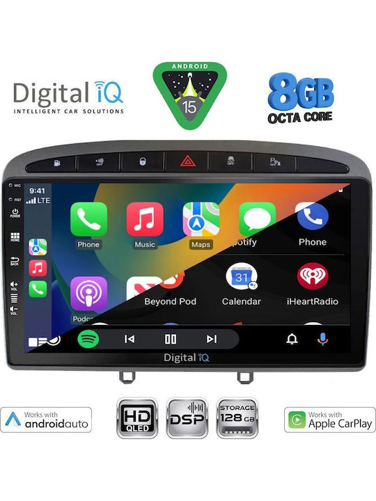 Digital IQ Car Audio System for Peugeot 308 / RCZ 2009-2015 (Bluetooth/USB/WiFi/GPS/Apple CarPlay/Android Auto) with 9" Touch Screen