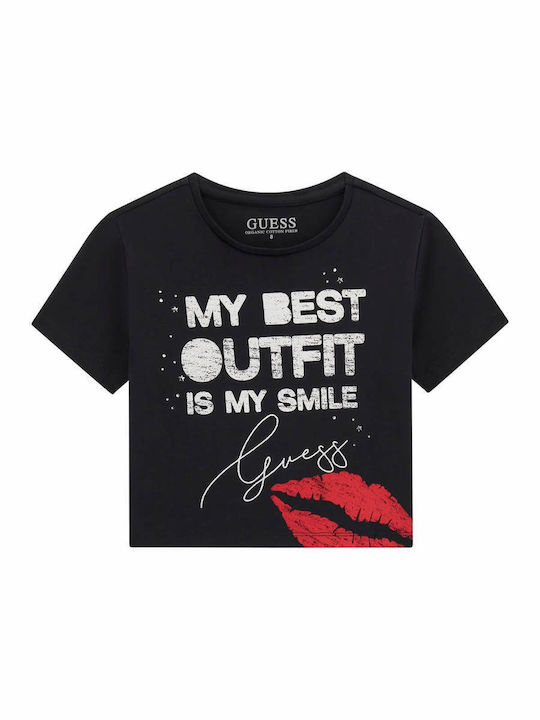 Guess Kinderoberteile Crop Top Kurzärmelig Schwarz