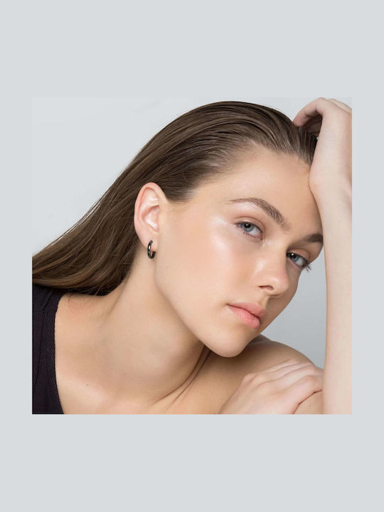 Earrings Gold Plated Silver 925 Hoops Black Handcrafted