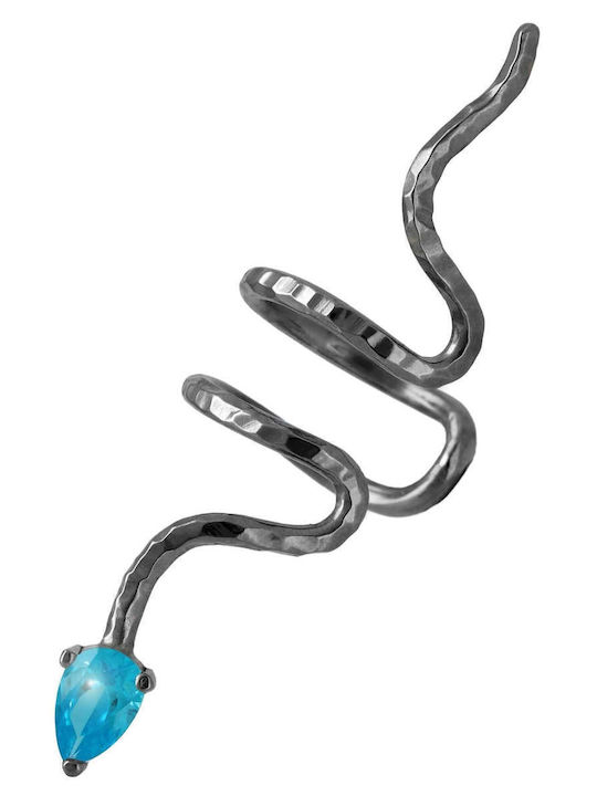 Ohrring Ear Cuff Schlange Blaues Steinen Rechtes Ohr Handgefertigt Silber 925