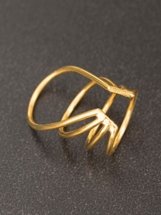 Ohrring Manschette Vier Ringe Handgefertigt Rosa Vergoldetes Silber 925