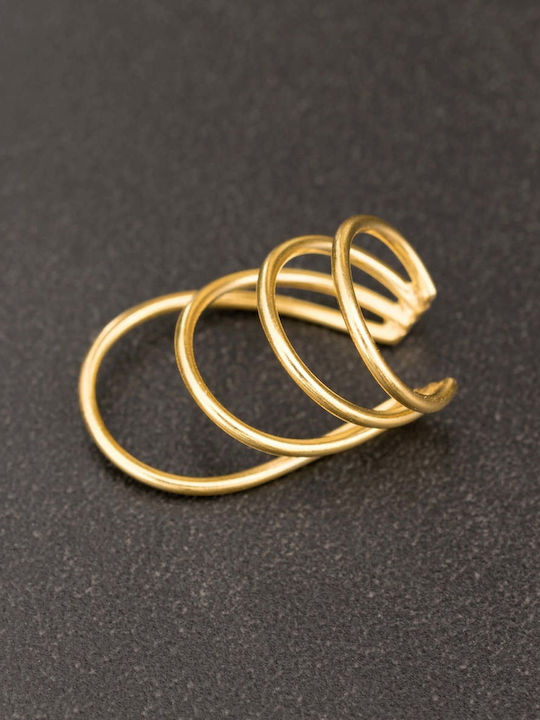 Ohrring Manschette Vier Ringe Handgefertigt Rosa Vergoldetes Silber 925