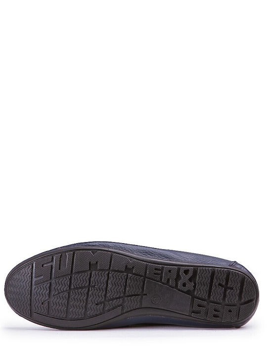 Leather Men's Moccasins in Blue Colour