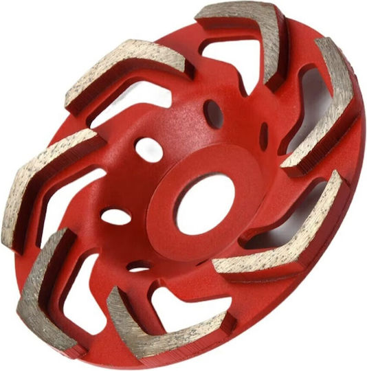 Disc Diamantat Pentru Șlefuirea Betonului Zola 125 Mm 7 Segmente 6 Mm P60 12.200 Rpm Arbore Universal 22,2 Mm Roșu