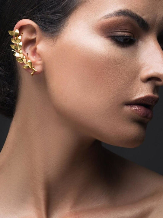 Σκουλαρίκι Ear Cuff Φύλλα Ελιάς Αριστερό Αυτί Χειροποίητο Επιχρυσωμένο Ασήμι 925