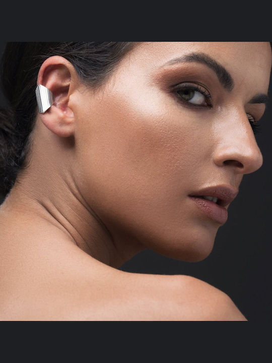 Σκουλαρίκι Ear Cuff Ραβδώσεις Μεγάλο Χειροποίητο Ασήμι 925