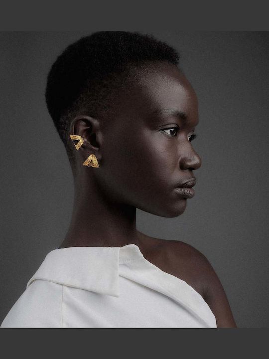 Обица Ear Cuff Ромб Ръчно Изработена Черно Сребърно 925