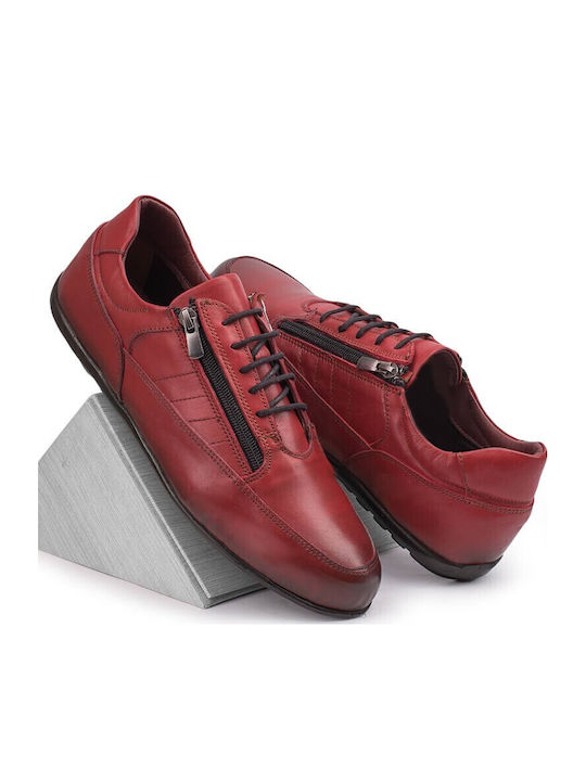 Pantofi Casual Bărbătești Din Piele Roșii