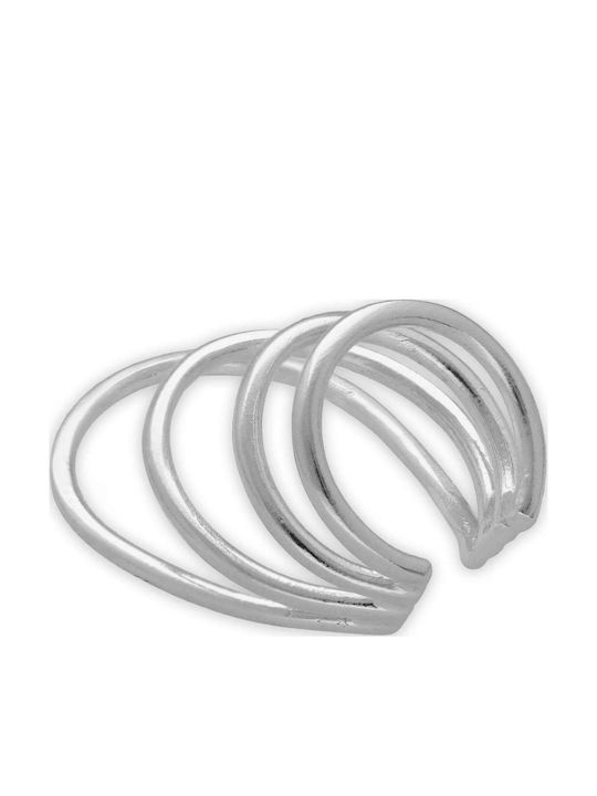 Обица Ear Cuff Четири Пръстена Ръчно Изработена Позлатена Сребърна 925