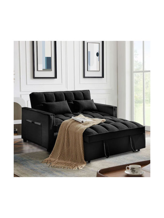 Tempo Doppelsitzer Sofa Bett Samt Schwarz 141x98x77cm E998,2