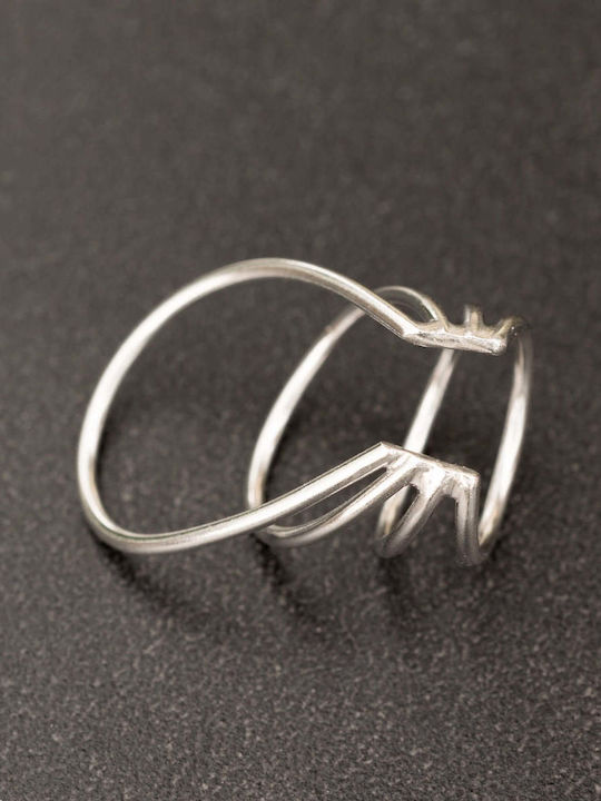 Обица Ear Cuff Четири Пръстена Ръчно Изработена Позлатена Сребърна 925