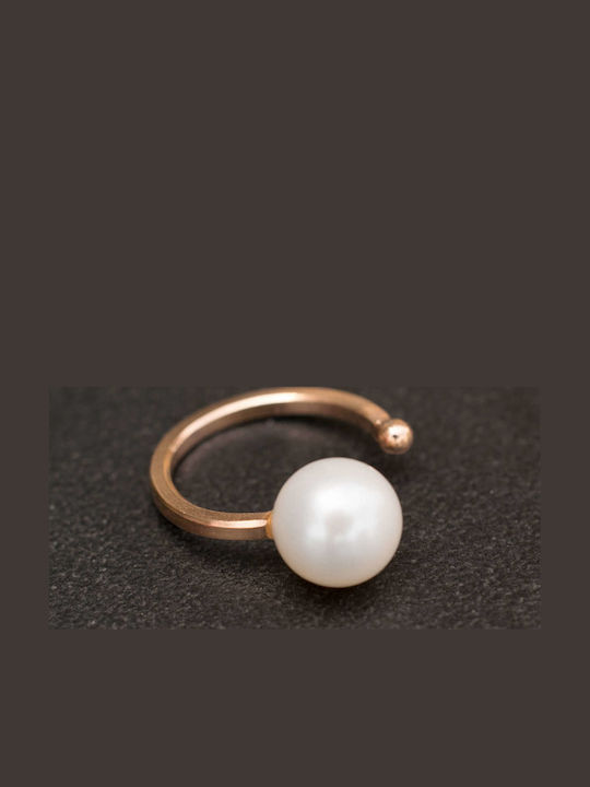Ohrring Ear Cuff Perle Handgefertigt Rosa Vergoldetes Silber 925